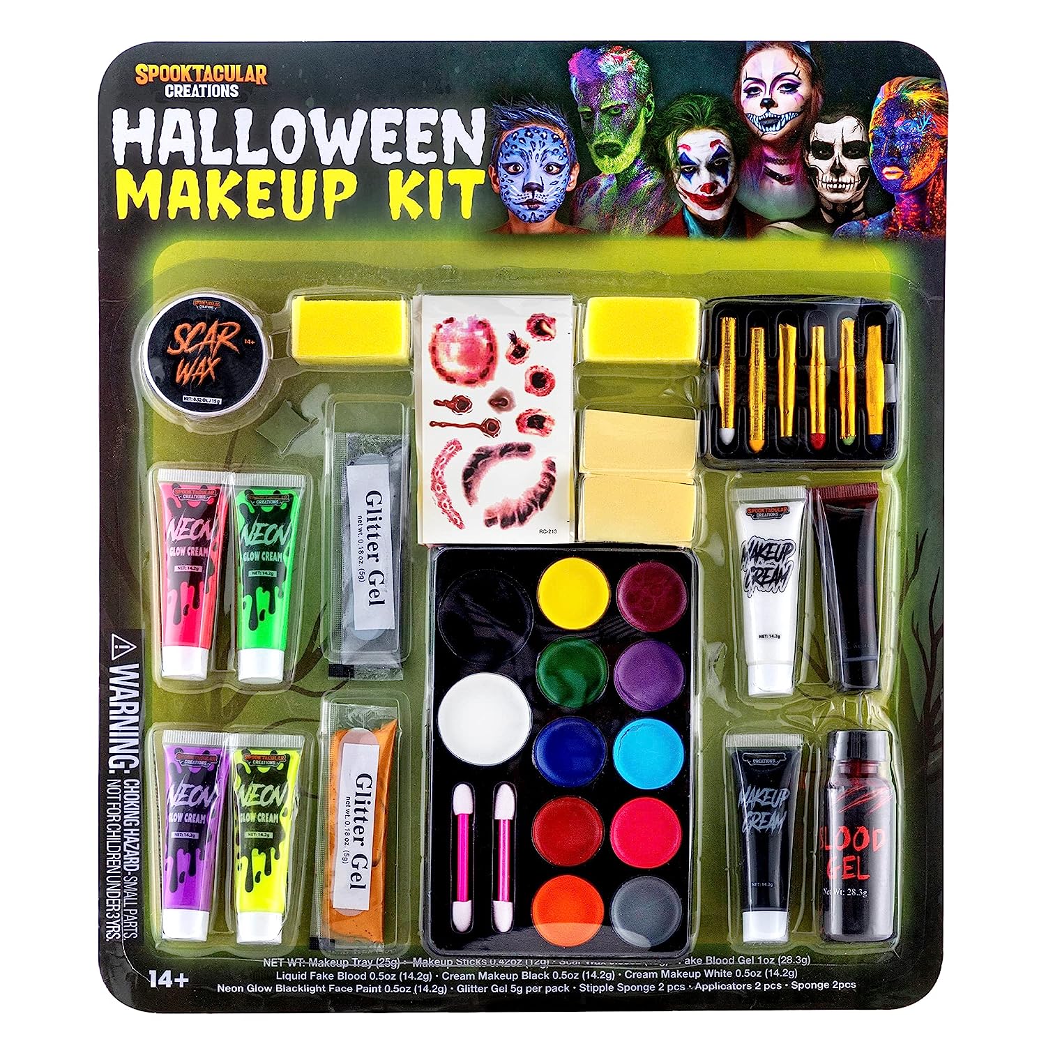 Halloween Makeup Kit with Glow in the Dark Face Cream- SPOOKTACULAR